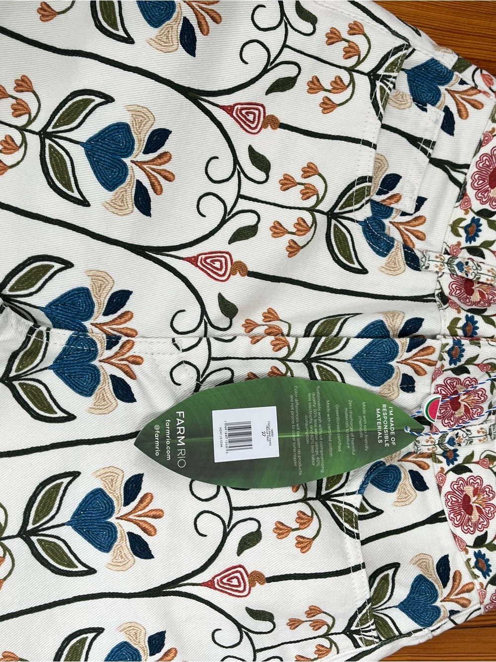 FARM Rio White Wide-Leg Pants with Multicolor Floral Print - Picture 2 of 3